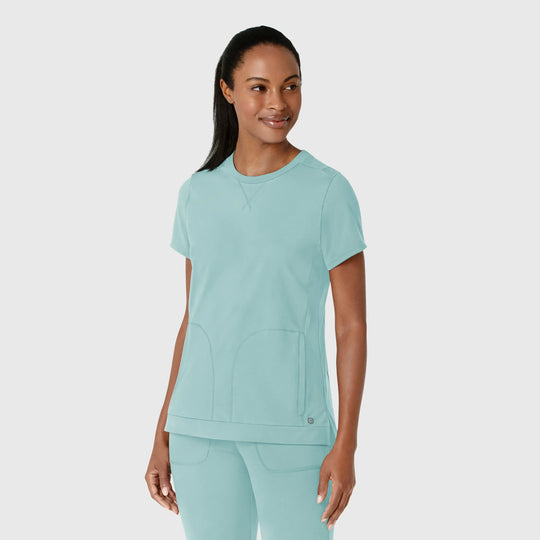 Wink Scrubs Women's Knit Flex-n-Reach Crew Neck Scrub Top Coastal Blue | scrub-supply.com