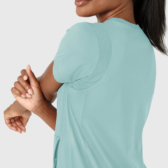 Wink Scrubs Women's Knit Flex-n-Reach Crew Neck Scrub Top Coastal Blue | scrub-supply.com