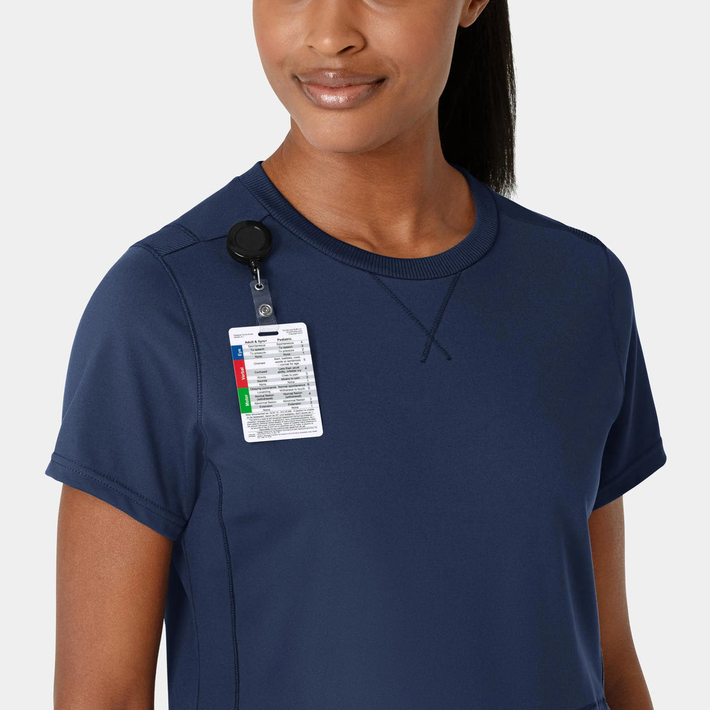 Wink Scrubs Knit Women's Flex-n-Reach Crew Neck Scrub Top Navy | scrub-supply.com