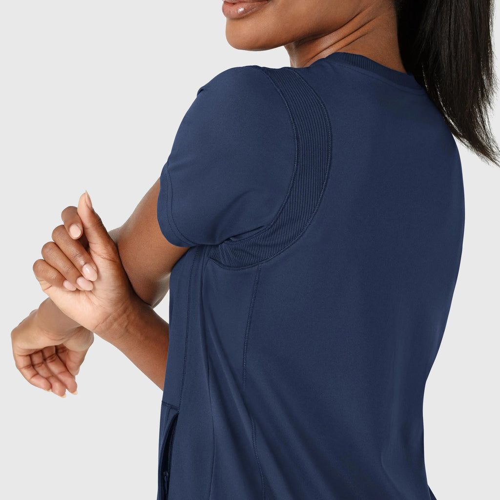 Wink Scrubs Knit Women's Flex-n-Reach Crew Neck Scrub Top Navy | scrub-supply.com