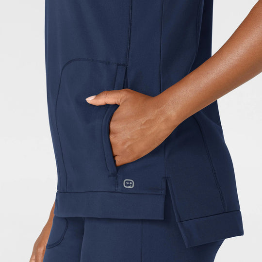 Wink Scrubs Women's Knit Flex-n-Reach Crew Neck Scrub Top Navy | scrub-supply.com