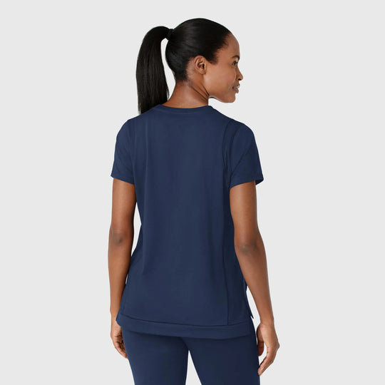 Wink Scrubs Women's Knit Flex-n-Reach Crew Neck Scrub Top Navy | scrub-supply.com