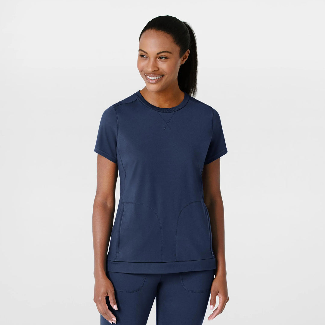 Wink Scrubs Women's Knit Flex-n-Reach Crew Neck Scrub Top Navy | scrub-supply.com