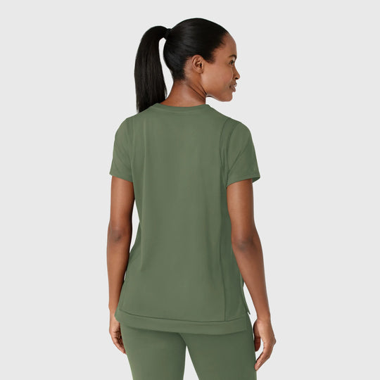 Wink Scrubs Women's Knit Flex-n-Reach Crew Neck Scrub Top Olive | scrub-supply.com