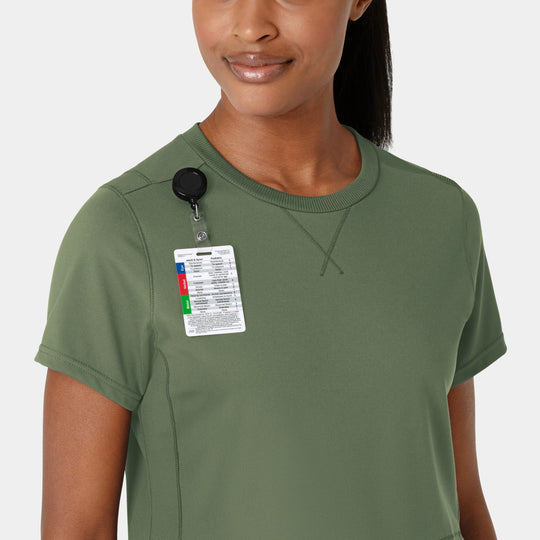 Wink Scrubs Women's Knit Flex-n-Reach Crew Neck Scrub Top Olive | scrub-supply.com