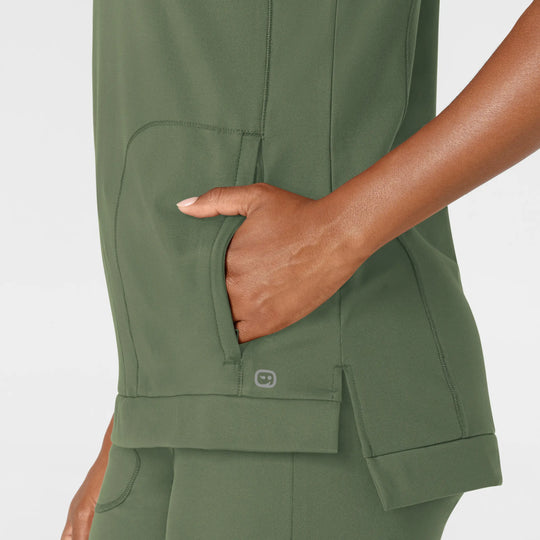 Wink Scrubs Women's Knit Flex-n-Reach Crew Neck Scrub Top Olive | scrub-supply.com
