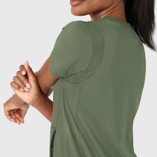 Wink Scrubs Women's Knit Flex-n-Reach Crew Neck Scrub Top Olive | scrub-supply.com