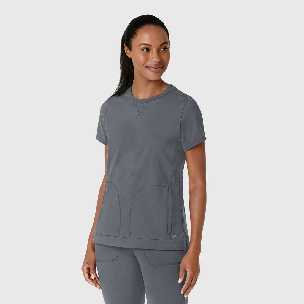 Wink Scrubs Knit Women's Flex-n-Reach Crew Neck Scrub Top Pewter | scrub-supply.com