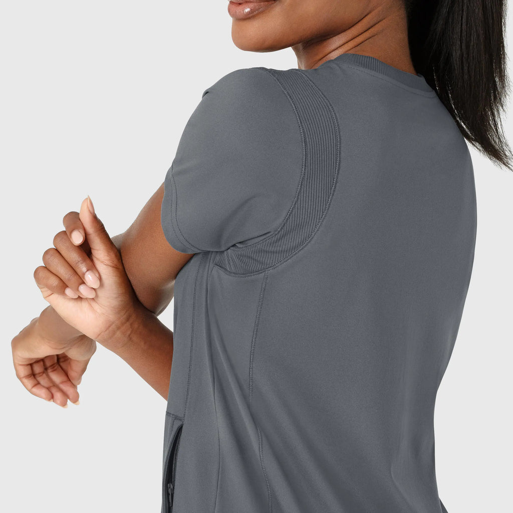 Wink Scrubs Knit Women's Flex-n-Reach Crew Neck Scrub Top Pewter | scrub-supply.com