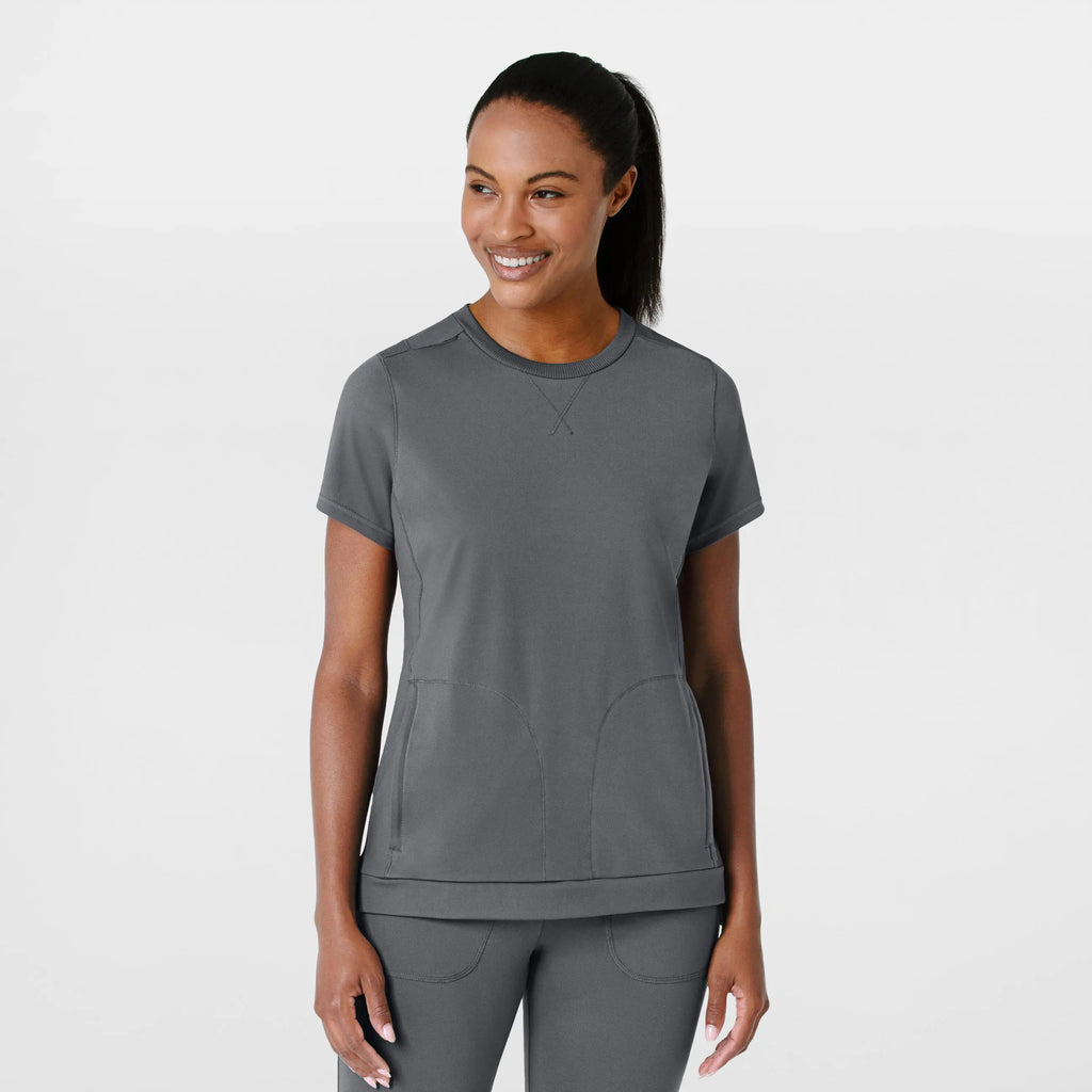 Wink Scrubs Knit Women's Flex-n-Reach Crew Neck Scrub Top Pewter | scrub-supply.com