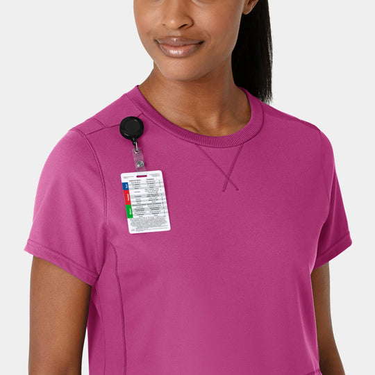 Wink Scrubs Knit Women's Flex-n-Reach Crew Neck Scrub Top Raspberry | scrub-supply.com