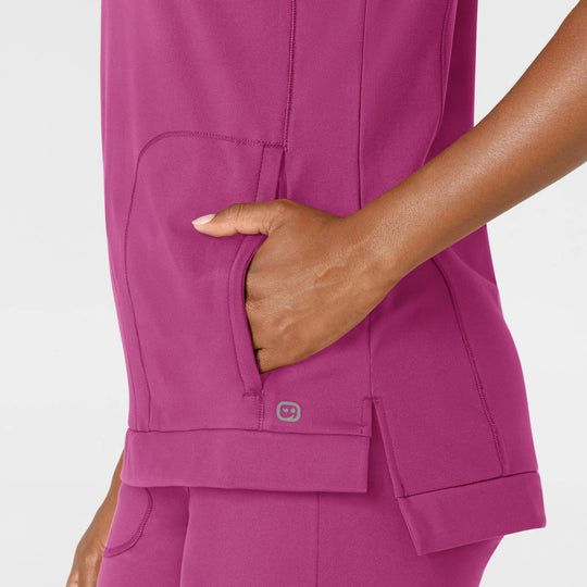 Wink Scrubs Knit Women's Flex-n-Reach Crew Neck Scrub Top Raspberry | scrub-supply.com