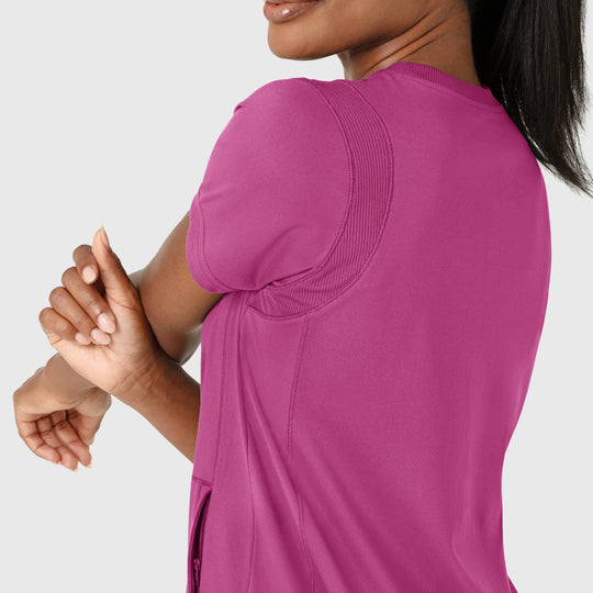 Wink Scrubs Women's Knit Flex-n-Reach Crew Neck Scrub Top Raspberry | scrub-supply.com