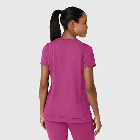 Wink Scrubs Knit Women's Flex-n-Reach Crew Neck Scrub Top Raspberry | scrub-supply.com
