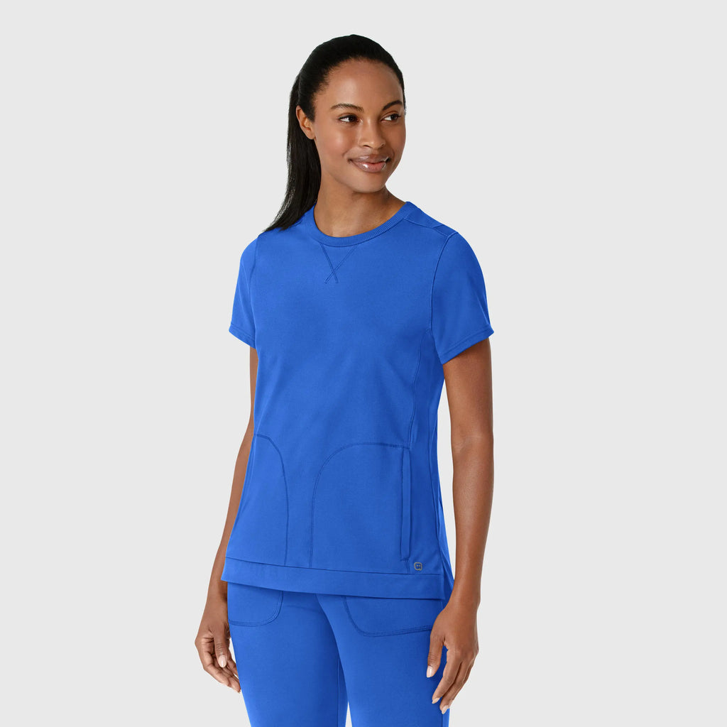 Wink Scrubs Knit Women's Flex-n-Reach Crew Neck Scrub Top Royal Blue | scrub-supply.com