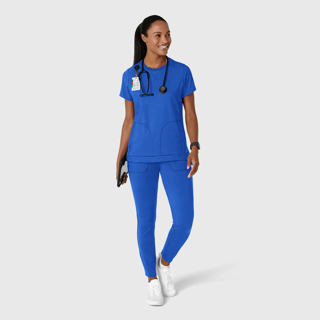 Wink Scrubs Knit Women's Flex-n-Reach Crew Neck Scrub Top Royal Blue | scrub-supply.com