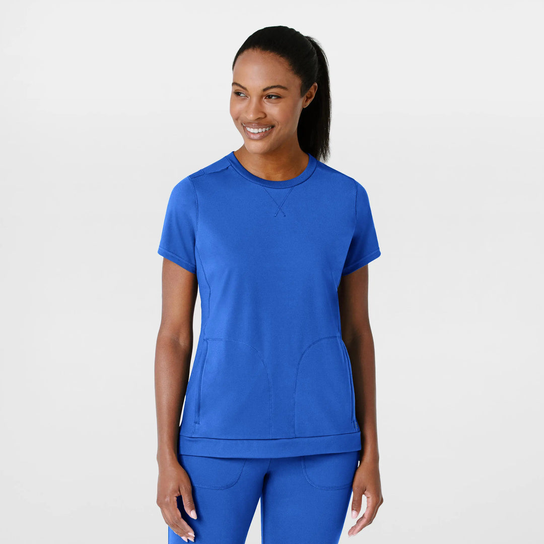Wink Scrubs Women's Knit Flex-n-Reach Crew Neck Scrub Top Royal Blue | scrub-supply.com