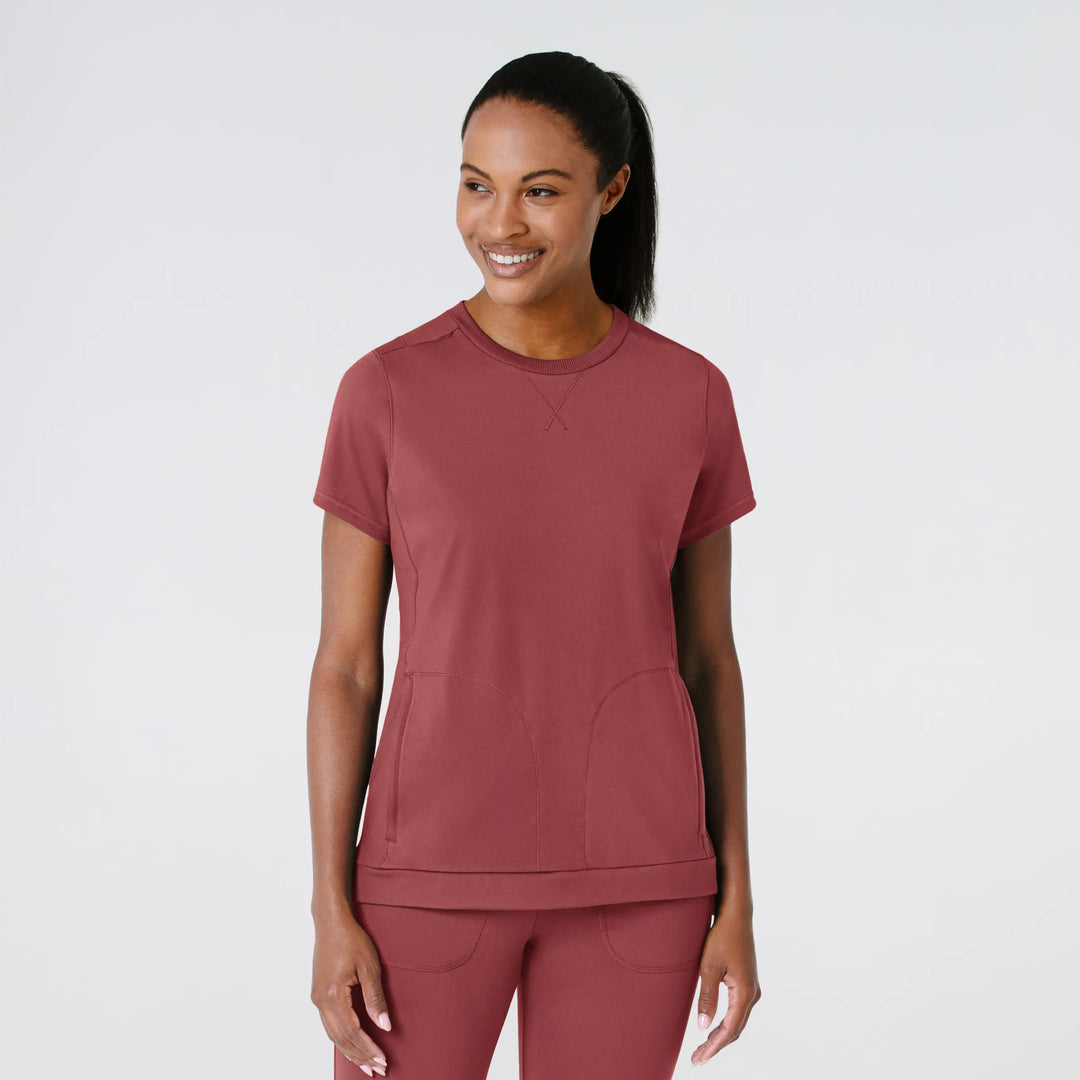 Wink Scrubs Women's Knit Flex-n-Reach Crew Neck Scrub Top Ruby | scrub-supply.com