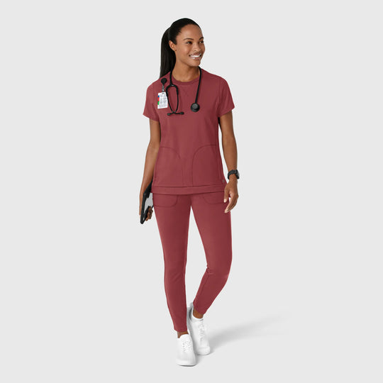 Wink Scrubs Women's Knit Flex-n-Reach Crew Neck Scrub Top Ruby | scrub-supply.com