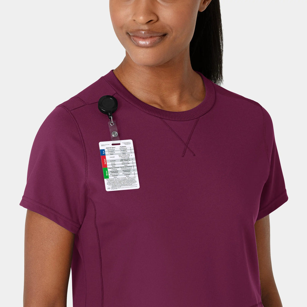 Wink Scrubs Knit Women's Flex-n-Reach Crew Neck Scrub Top Wine | scrub-supply.com