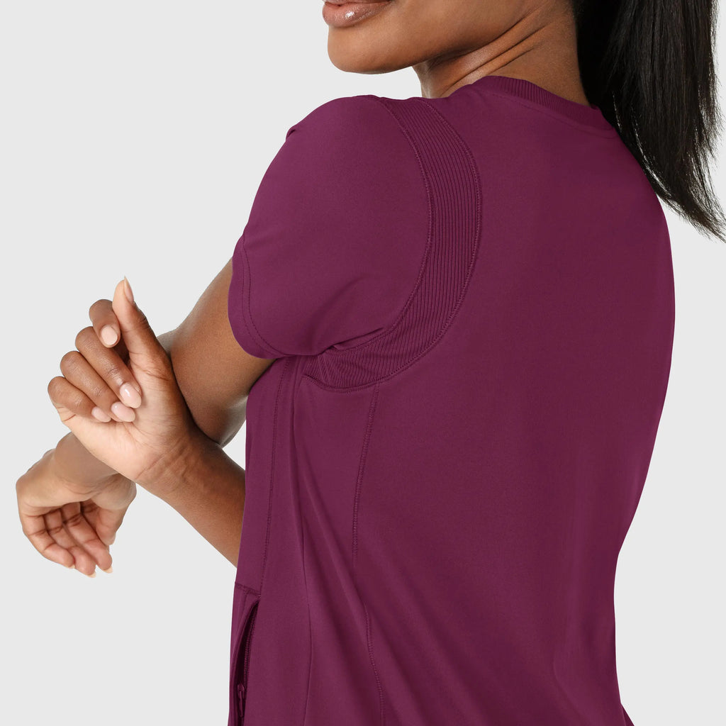 Wink Scrubs Knit Women's Flex-n-Reach Crew Neck Scrub Top Wine | scrub-supply.com