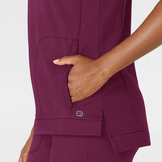 Wink Scrubs Women's Knit Flex-n-Reach Crew Neck Scrub Top Wine | scrub-supply.com