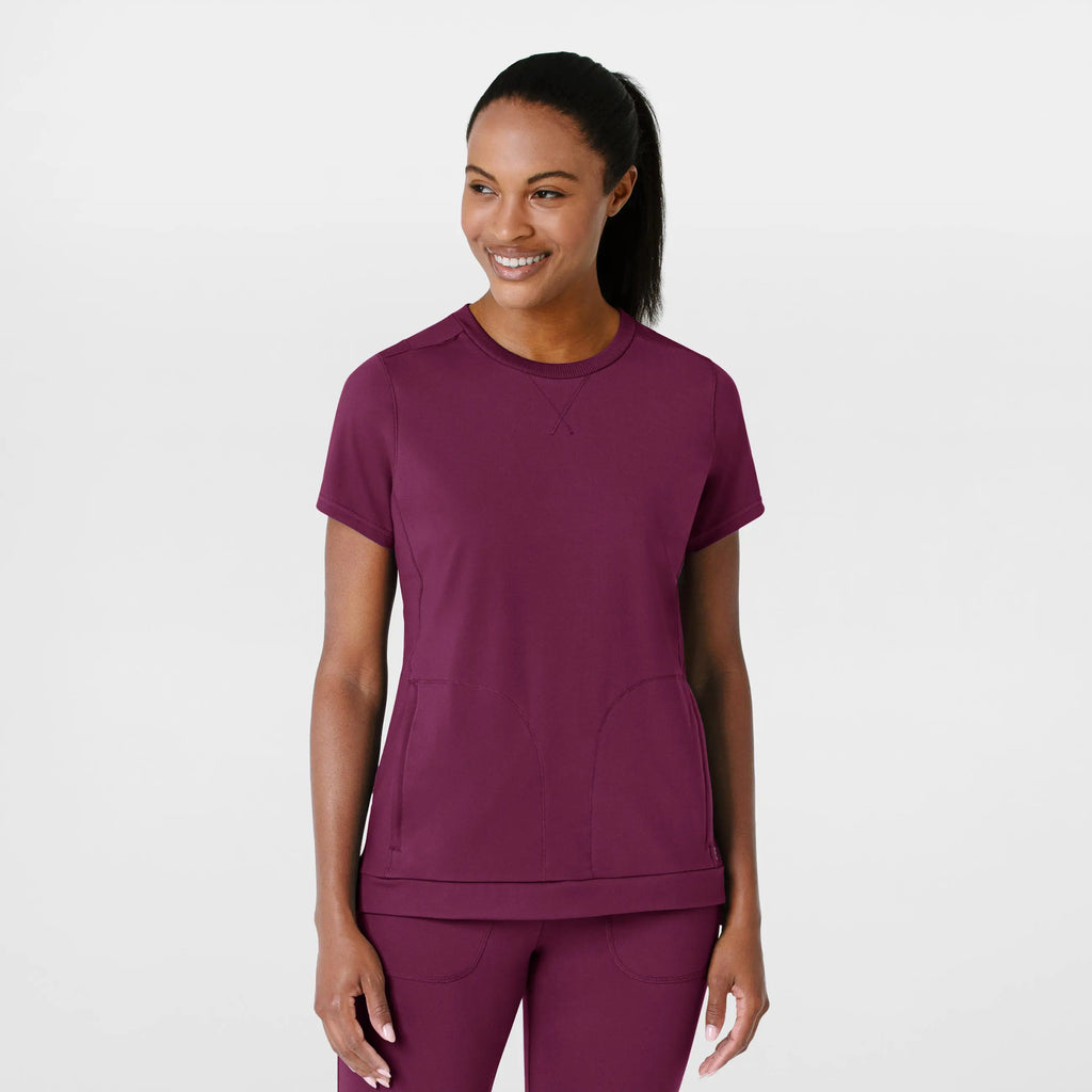 Wink Scrubs Knit Women's Flex-n-Reach Crew Neck Scrub Top Wine | scrub-supply.com