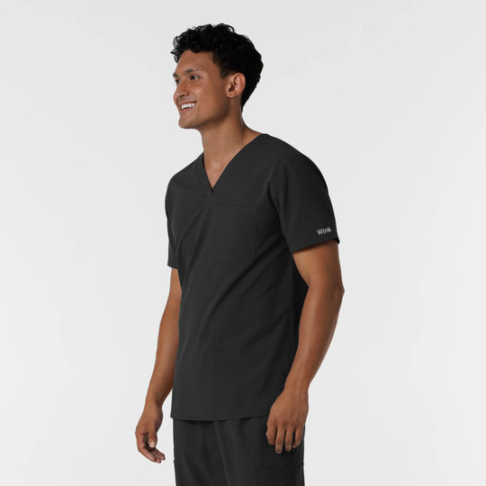 Wink Scrubs Men's V-Neck Scrub Top Black | scrub-supply.com