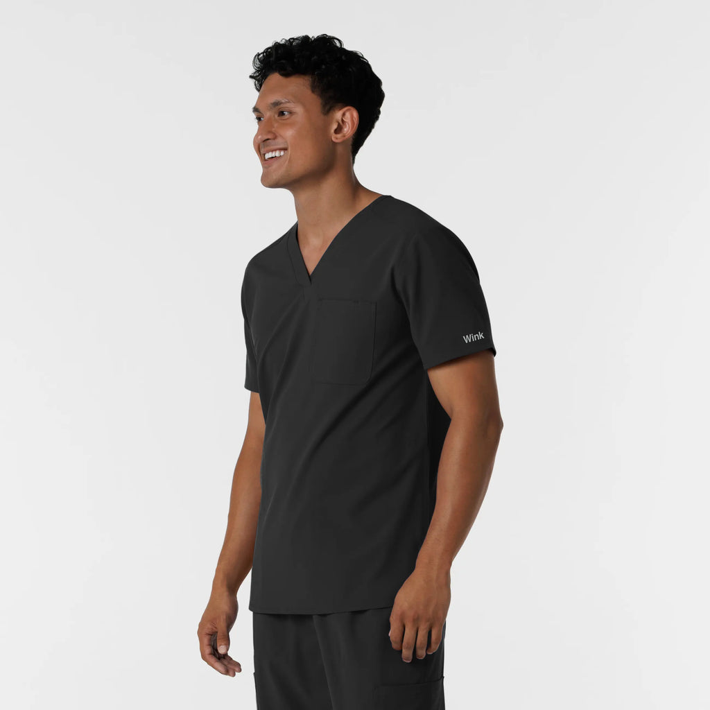 Wink Scrubs Men's V-Neck Scrub Top Black | scrub-supply.com