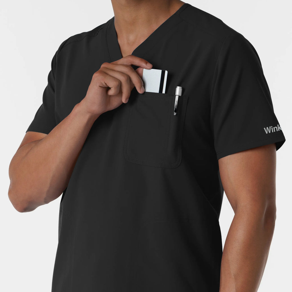 Wink Scrubs Men's V-Neck Scrub Top Black | scrub-supply.com