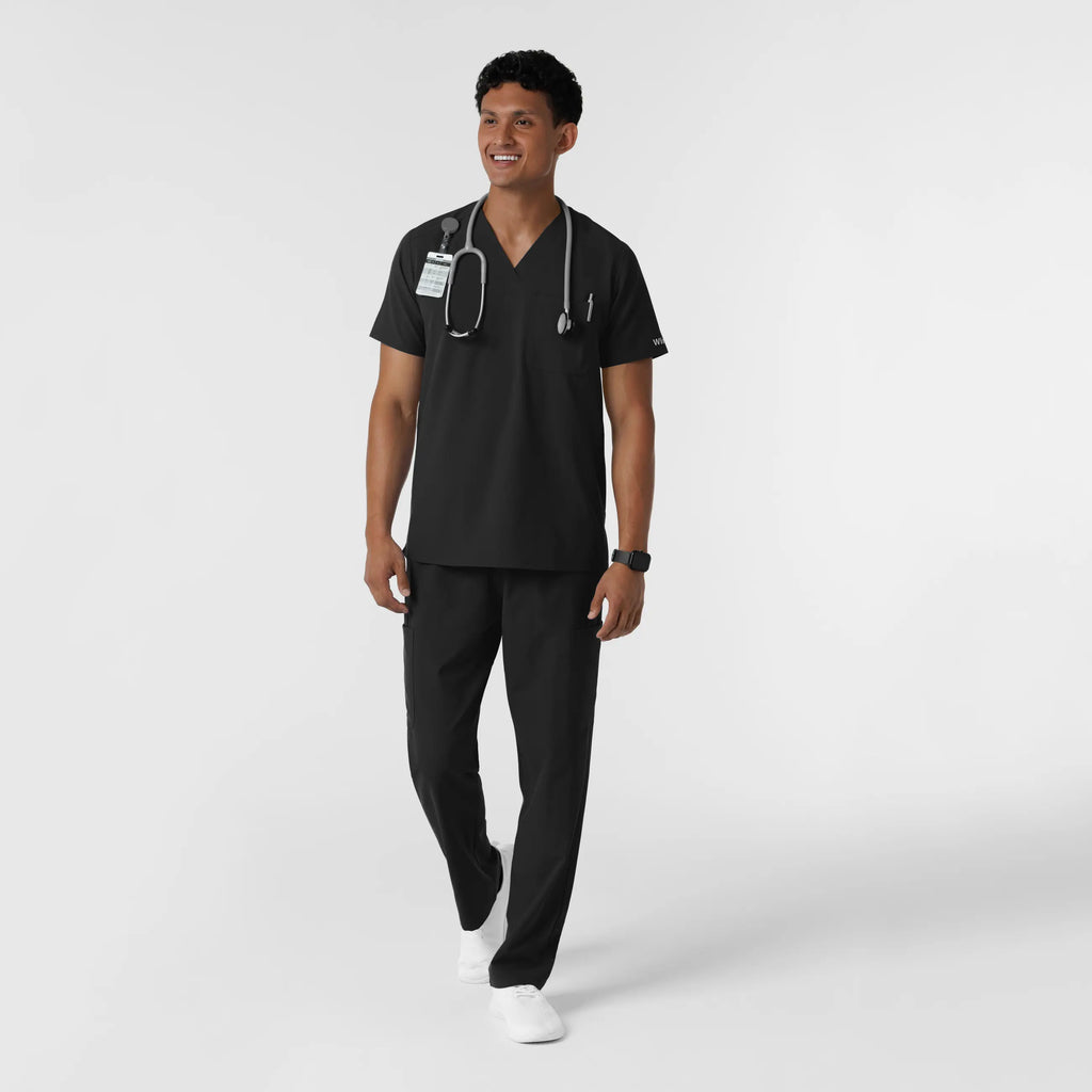 Wink Scrubs Men's V-Neck Scrub Top Black | scrub-supply.com