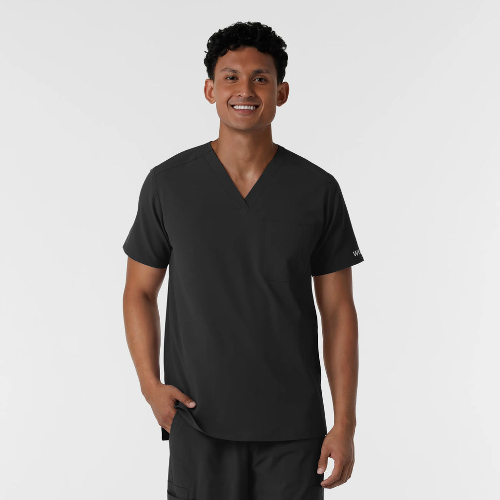 Wink Scrubs Men's V-Neck Scrub Top Black | scrub-supply.com
