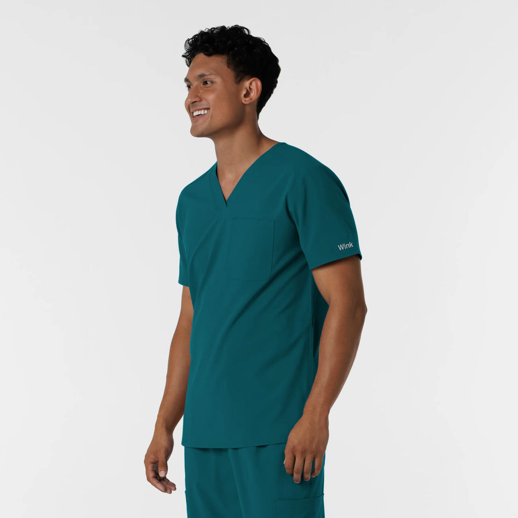 Wink Scrubs Men's V-Neck Scrub Top Caribbean Blue | scrub-supply.com