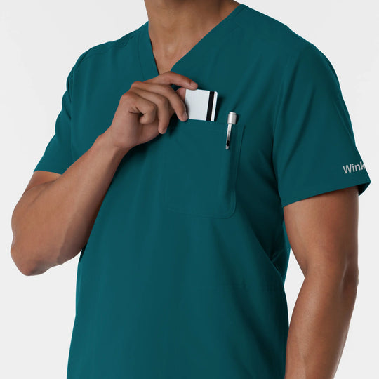 Wink Scrubs Men's V-Neck Scrub Top Caribbean Blue | scrub-supply.com