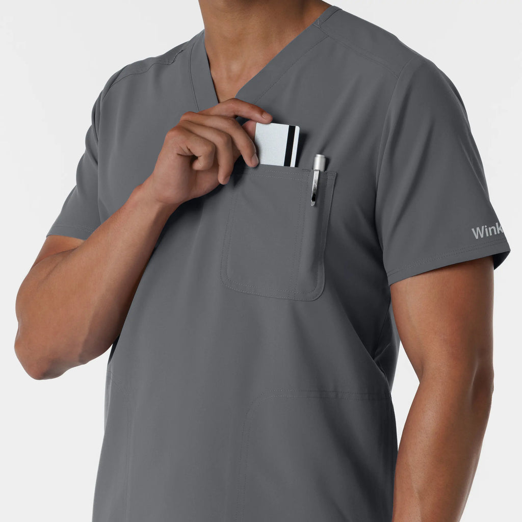 Wink Scrubs Men's V-Neck Scrub Top Pewter | scrub-supply.com