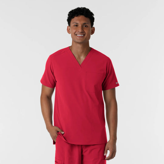 Wink Scrubs Men's V-Neck Scrub Top Red | scrub-supply.com
