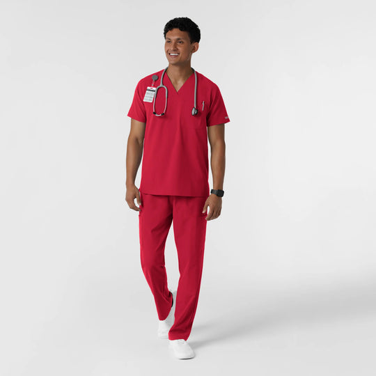 Wink Scrubs Men's V-Neck Scrub Top Red | scrub-supply.com