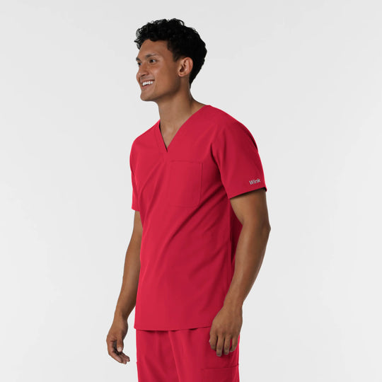 Wink Scrubs Men's V-Neck Scrub Top Red | scrub-supply.com