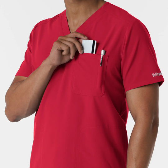 Wink Scrubs Men's V-Neck Scrub Top Red | scrub-supply.com