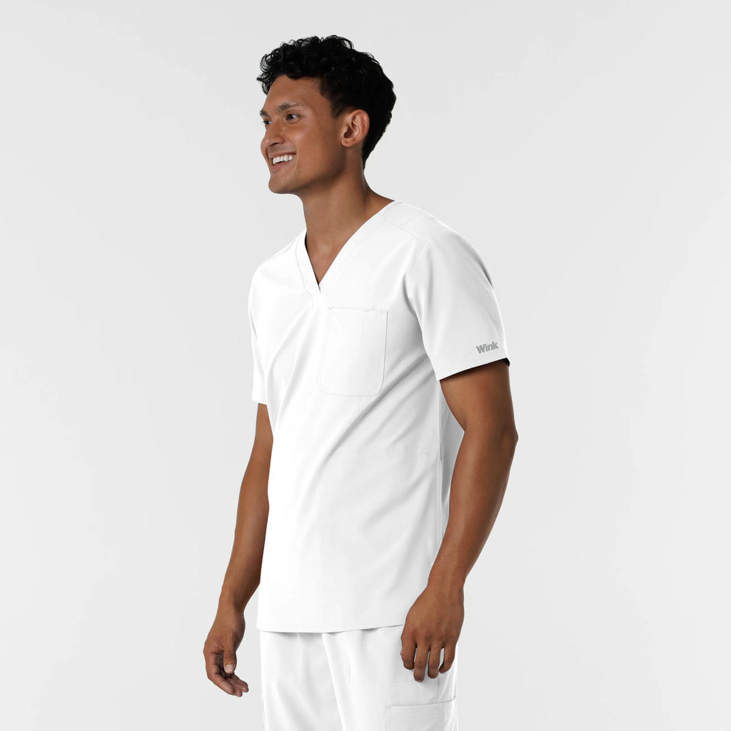 Wink Scrubs Men's V-Neck Scrub Top White | scrub-supply.com
