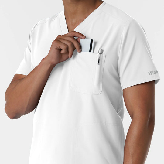Wink Scrubs Men's V-Neck Scrub Top White | scrub-supply.com