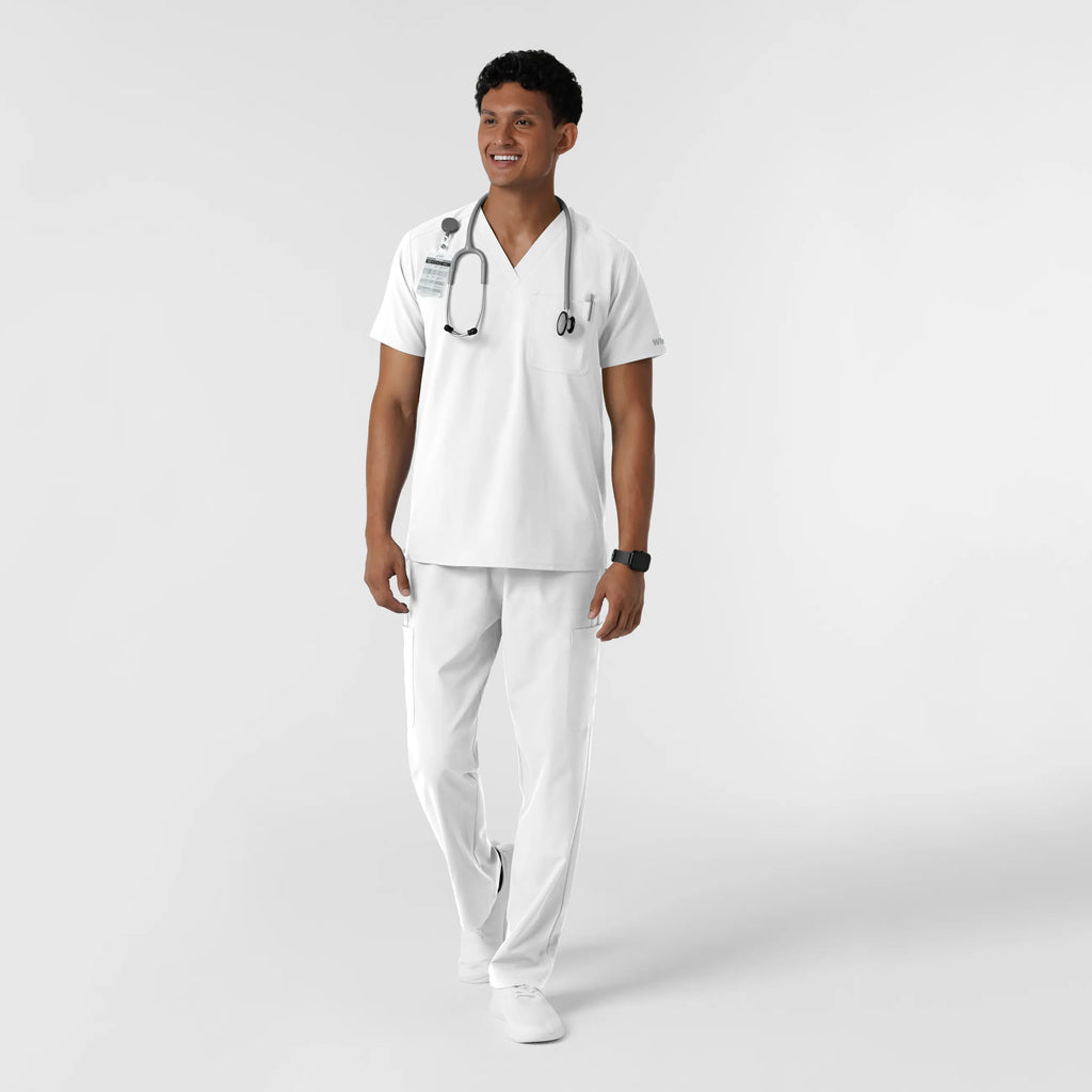 Wink Scrubs Men's V-Neck Scrub Top White | scrub-supply.com