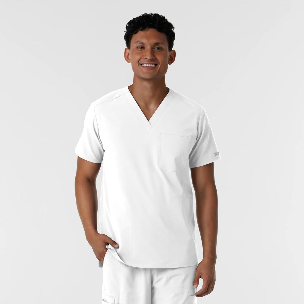 Wink Scrubs Men's V-Neck Scrub Top White | scrub-supply.com