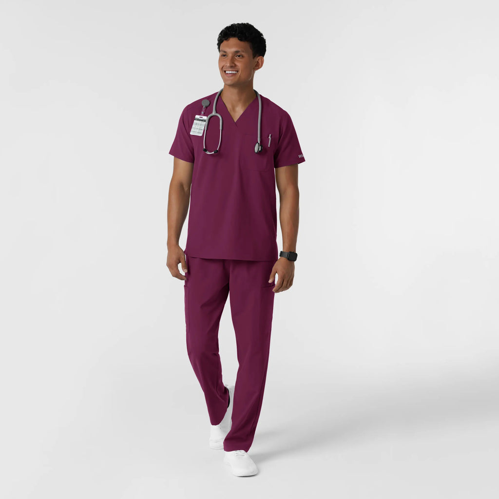 Wink Scrubs Men's V-Neck Scrub Top Wine | scrub-supply.com