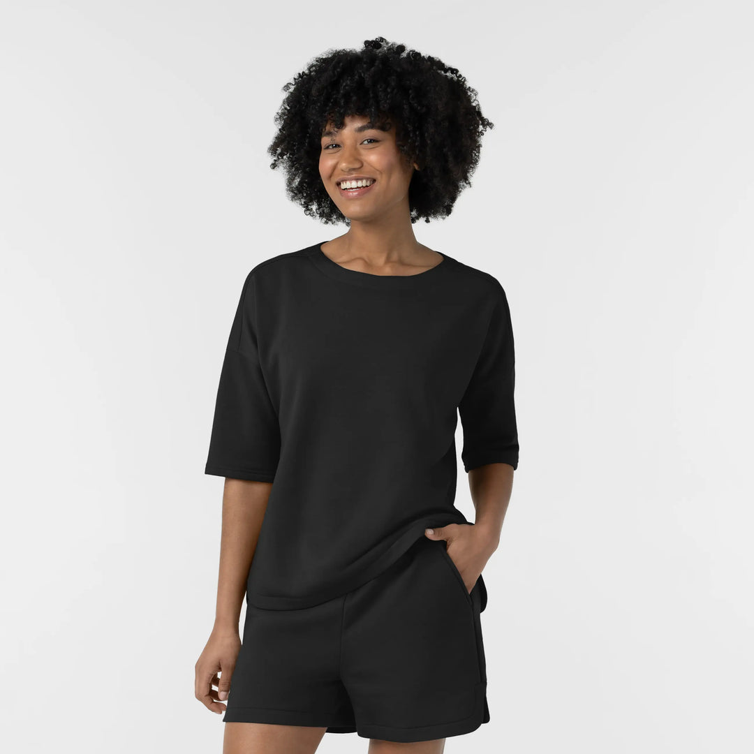 Wink Scrubs Women's Relaxed Pullover Black | scrub-supply.com