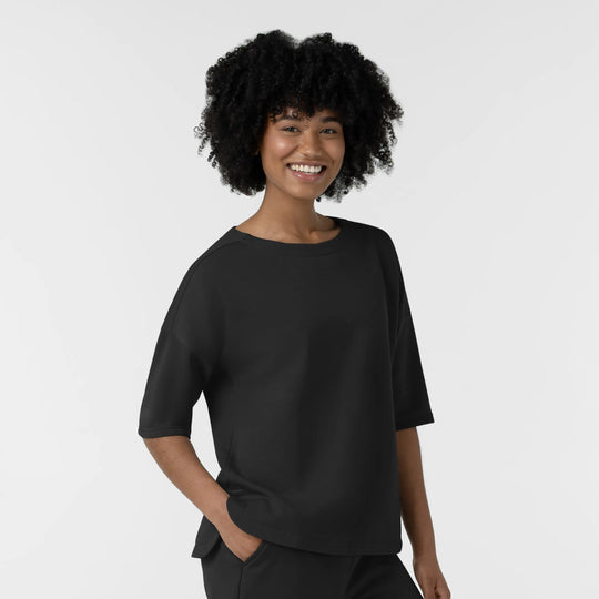 Wink Scrubs Women's Relaxed Pullover Black | scrub-supply.com