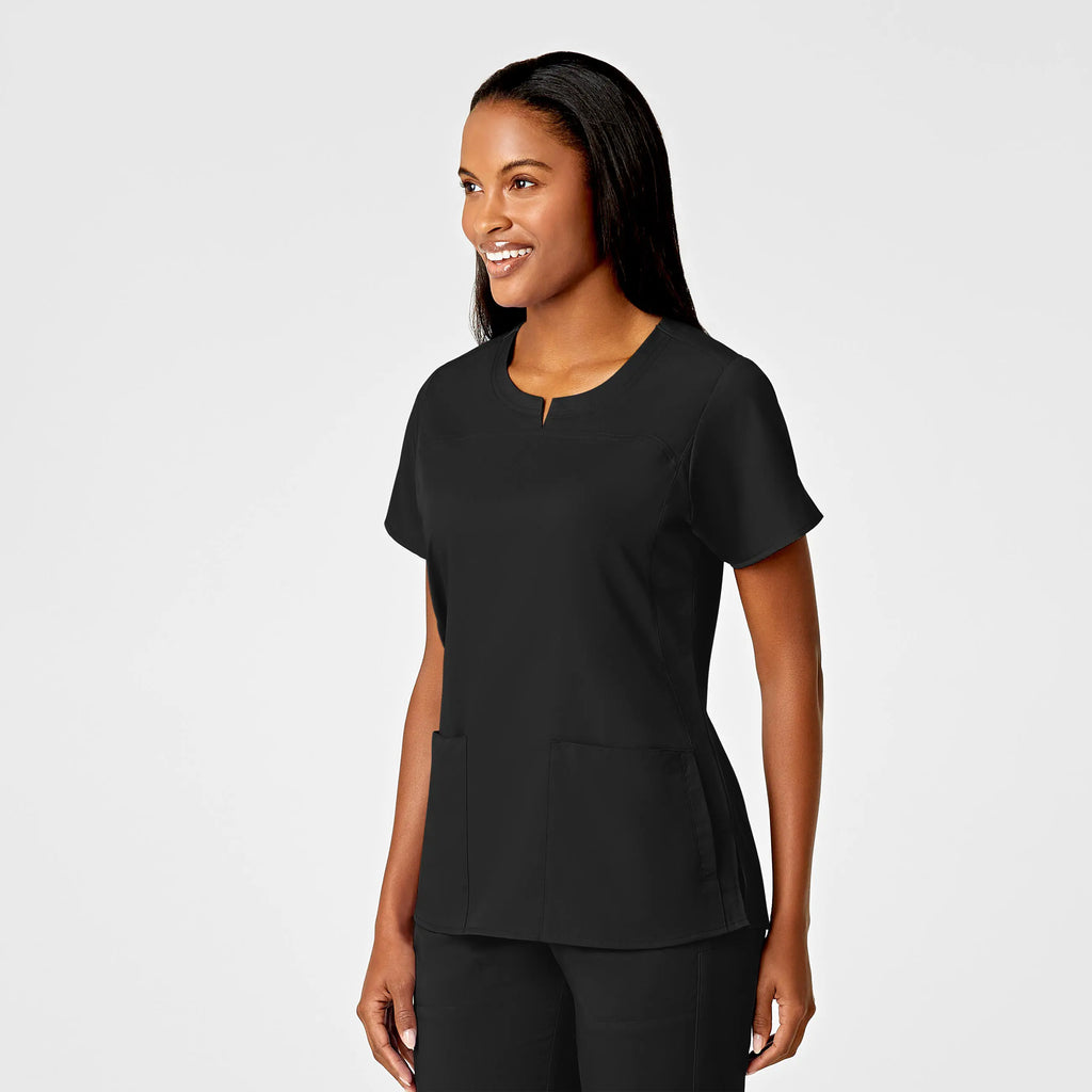 Wink Scrubs Women's 4 Pocket Notch Neck Scrub Top Black | scrub-supply.com