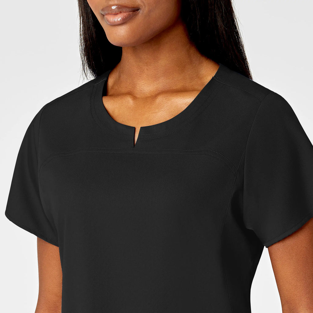 Wink Scrubs Women's 4 Pocket Notch Neck Scrub Top Black | scrub-supply.com