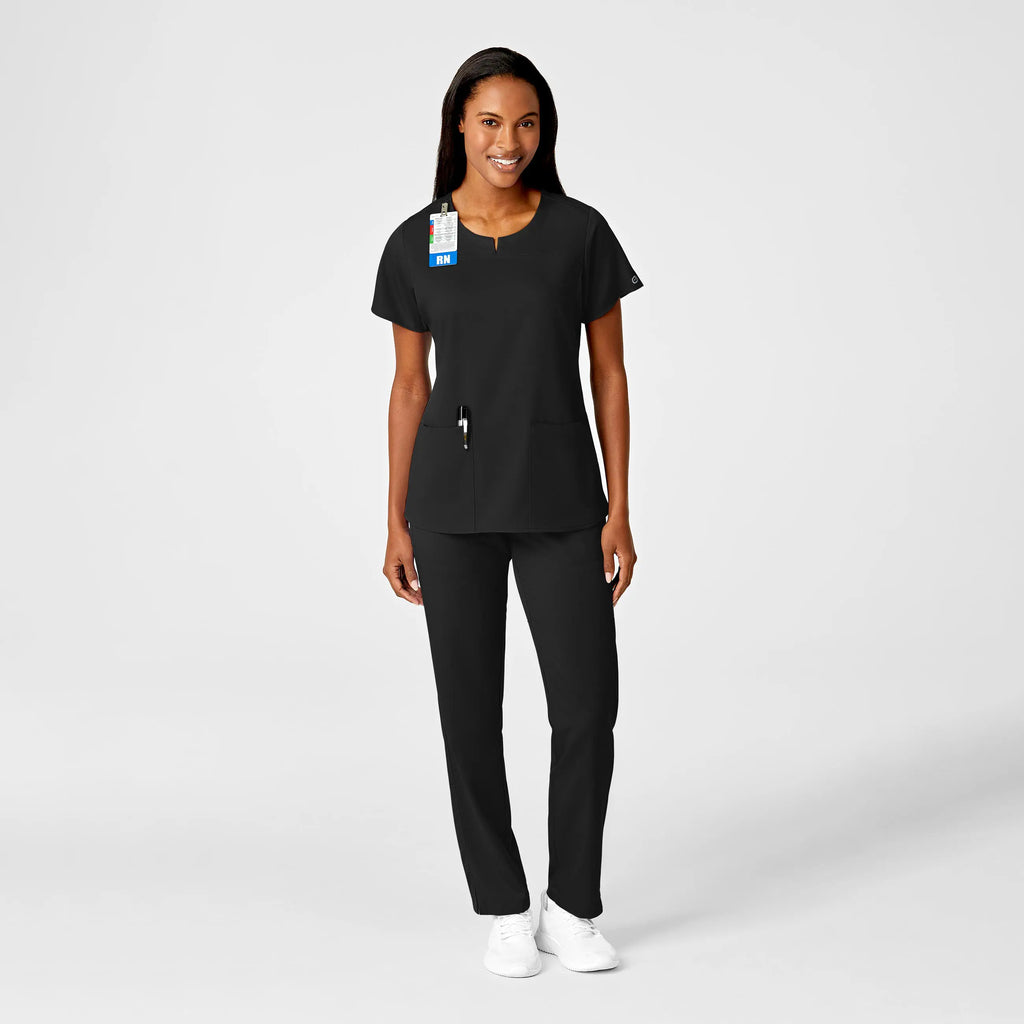 Wink Scrubs Women's 4 Pocket Notch Neck Scrub Top Black | scrub-supply.com