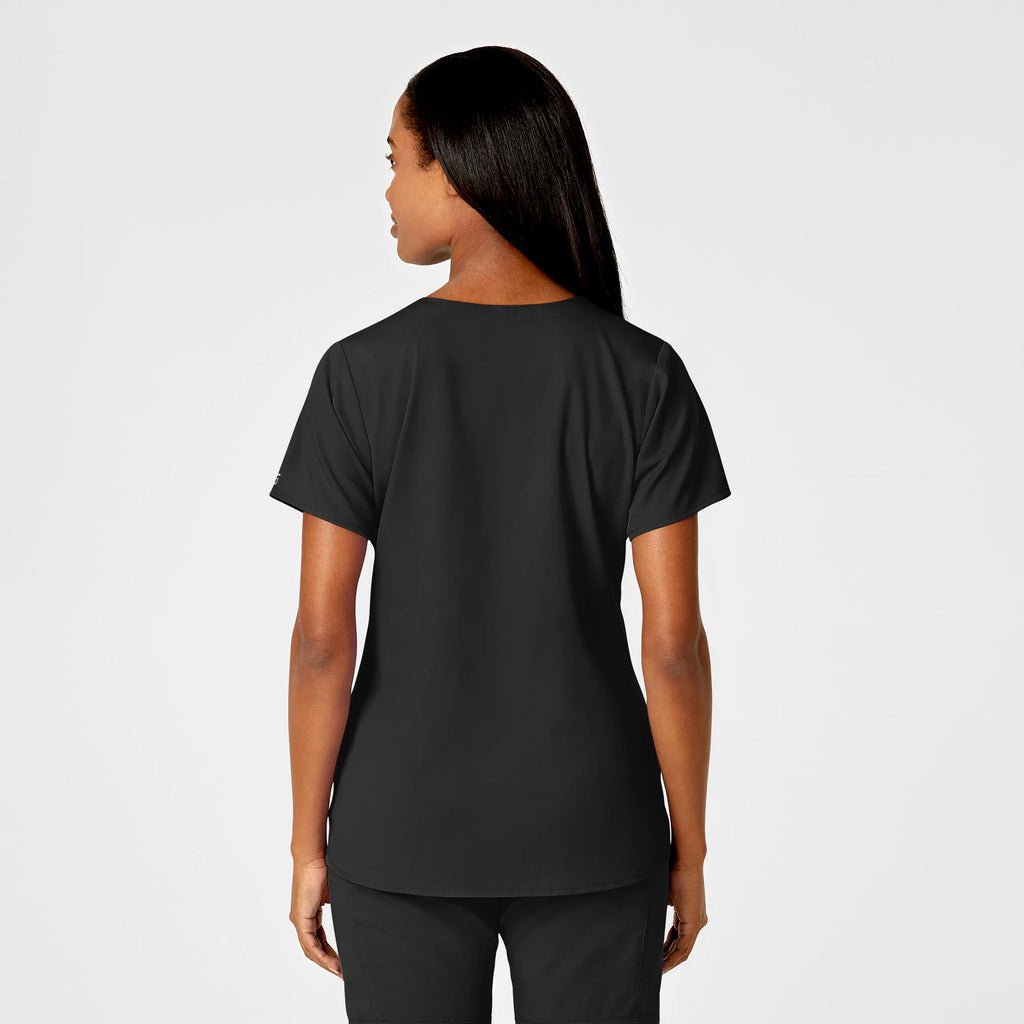 Wink Scrubs Women's 4 Pocket Notch Neck Scrub Top Black | scrub-supply.com